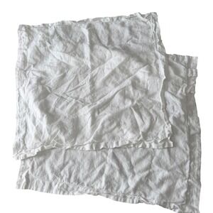 Pottery Barn White 100% Linen Hemstitch Euro Pillow Shams Set of 2 26x26